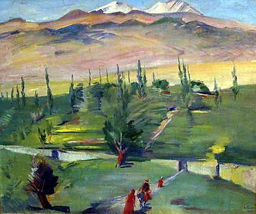 Buy Museum Art Reproductions Landscape with a view of Mount Ararat, 1937 by Martiros Saryan (Inspired By) (1880-1972, Russia) | ArtsDot.com