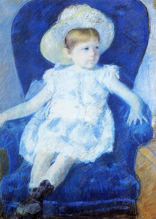 Order Art Reproductions Elsie in a Blue Chair, 1880 by Mary Stevenson Cassatt (1843-1926, United States) | ArtsDot.com