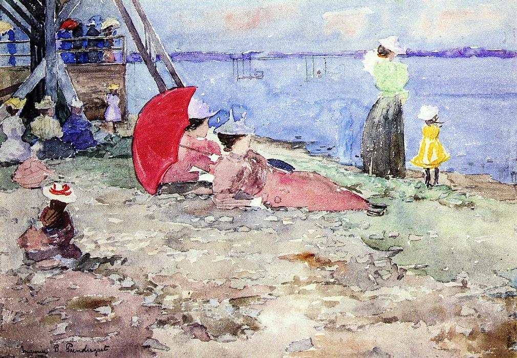 Order Art Reproductions Revere Beach, 1897 by Maurice Brazil Prendergast (1858-1924, Canada) | ArtsDot.com