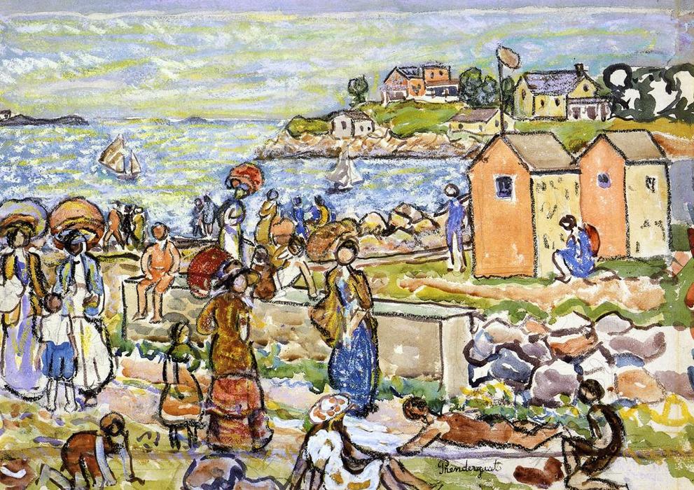 Order Oil Painting Replica Bathers and Strollers, 1919 by Maurice Brazil Prendergast (1858-1924, Canada) | ArtsDot.com