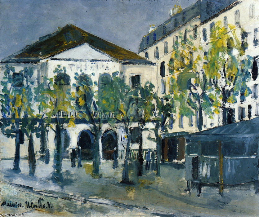Order Paintings Reproductions The Theatre l`Atelier by Maurice Utrillo (Inspired By) (1883-1955, France) | ArtsDot.com