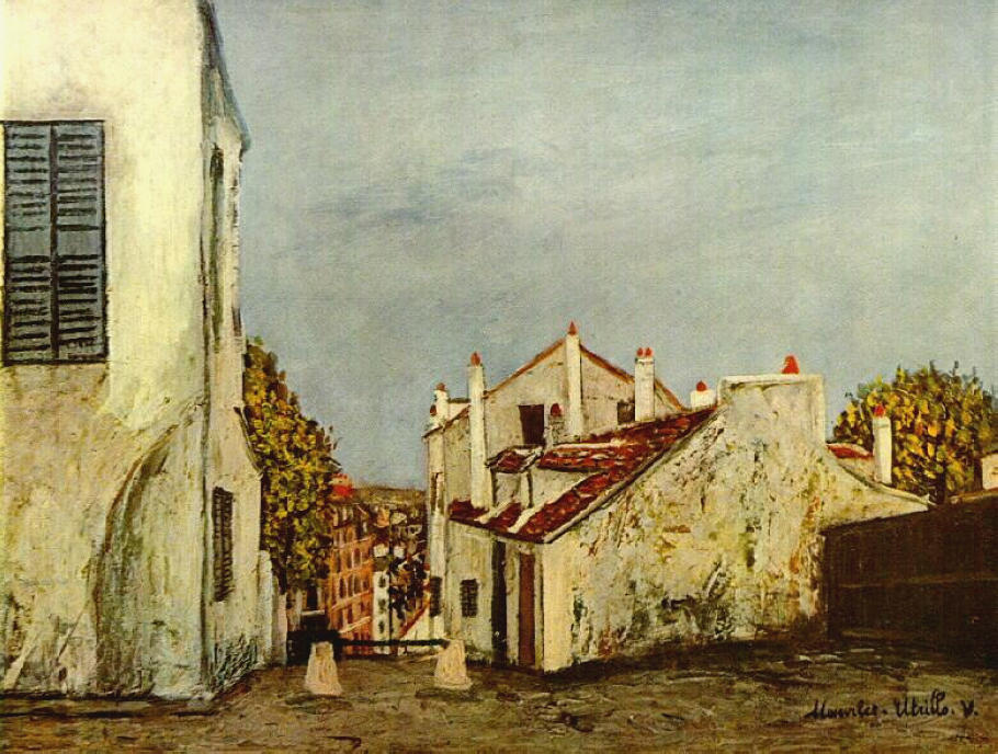 Order Paintings Reproductions Houses in Montmartre by Maurice Utrillo (Inspired By) (1883-1955, France) | ArtsDot.com