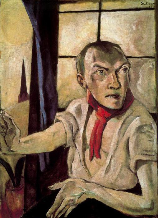 Order Artwork Replica Self-portrait with red scarf, 1917 by Max Beckmann (1884-1950, Germany) | ArtsDot.com
