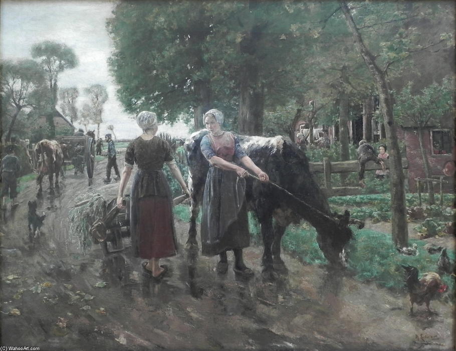 Order Oil Painting Replica Road in Dutch Village, 1885 by Max Liebermann (1847-1935, Germany) | ArtsDot.com