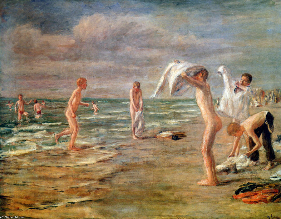 Order Oil Painting Replica Swimming boys by Max Liebermann (1847-1935, Germany) | ArtsDot.com
