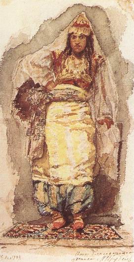 Order Oil Painting Replica A model with eastern dress, 1884 by Mikhail Vrubel (1856-1910, Russia) | ArtsDot.com