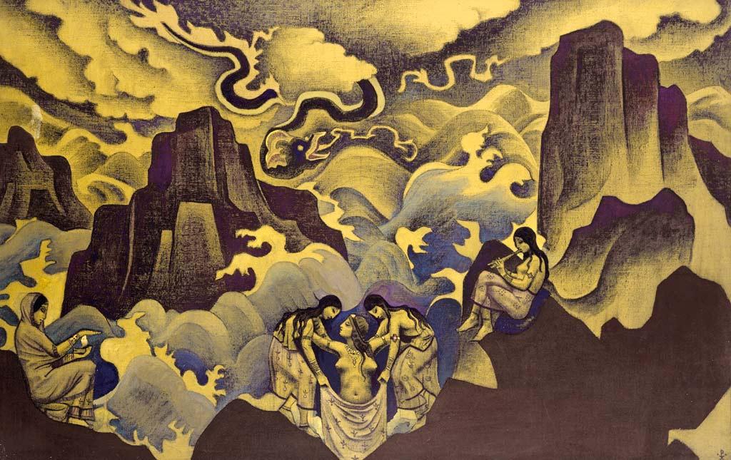 Order Paintings Reproductions Ancient Serpent (Serpent of Wisdom), 1924 by Nicholas Roerich (1874-1947, Russia) | ArtsDot.com