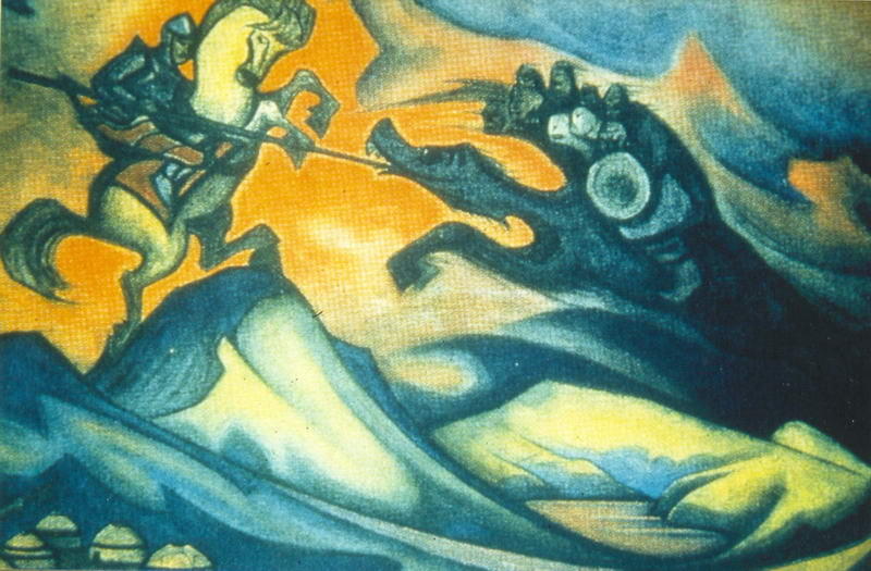 Order Paintings Reproductions Fight, 1928 by Nicholas Roerich (1874-1947, Russia) | ArtsDot.com