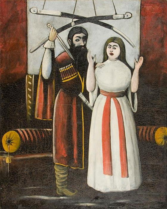 Order Paintings Reproductions Brother and sister. A scene from the play Vladimir Guniya by Niko Pirosmani (1862-1918, Georgia) | ArtsDot.com