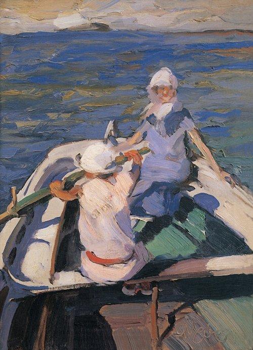 Order Paintings Reproductions In the Boat by Nikolaos Lytras (1883-1927, Greece) | ArtsDot.com
