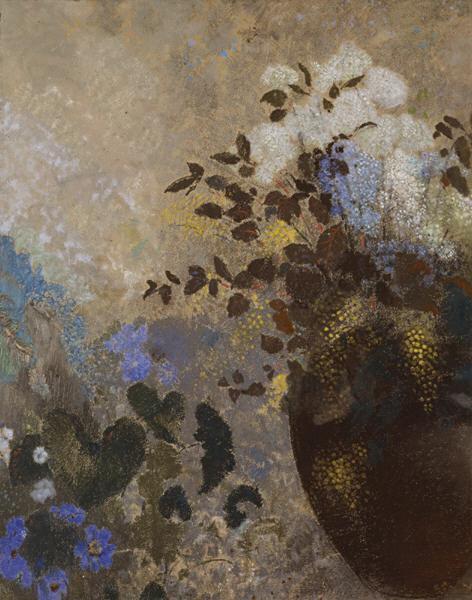 Order Paintings Reproductions Flowers in a Black Vase, 1909 by Odilon Redon (1840-1916, France) | ArtsDot.com