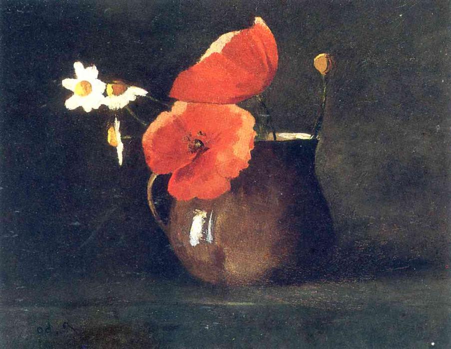 Buy Museum Art Reproductions Flowers in green vase, 1868 by Odilon Redon (1840-1916, France) | ArtsDot.com