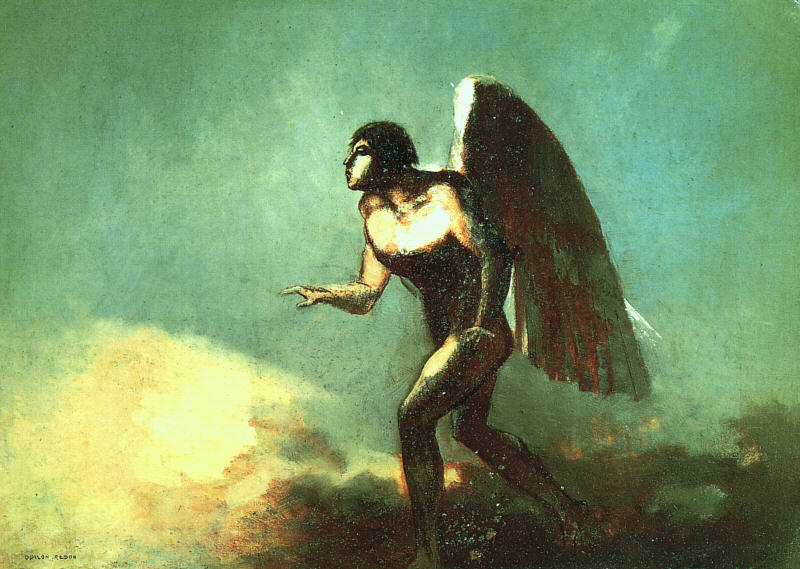 Order Art Reproductions The Winged Man (The Fallen Angel), 1880 by Odilon Redon (1840-1916, France) | ArtsDot.com