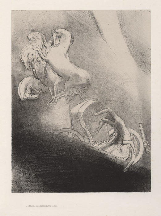 Buy Museum Art Reproductions He falls, head-first, into the abyss (plate 17), 1896 by Odilon Redon (1840-1916, France) | ArtsDot.com
