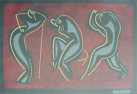 Order Paintings Reproductions Danse Macabre (Group Terror -41), 1952 by Alexander Porfiryevich Archipenko (Inspired By) (1887-1964, Ukraine) | ArtsDot.com