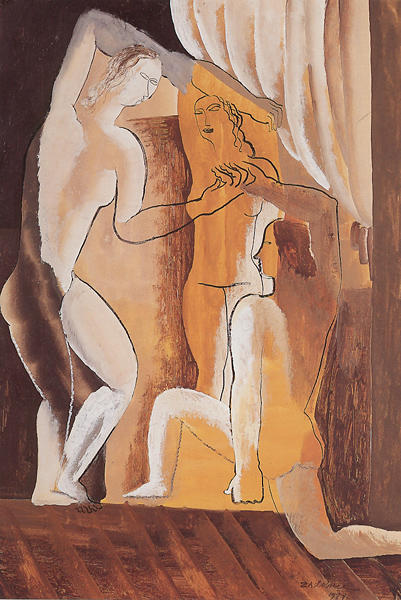 Order Paintings Reproductions Three women in an interior, 1927 by Ossip Zadkine (Inspired By) (1890-1967, Belarus) | ArtsDot.com
