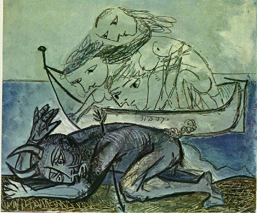 Buy Museum Art Reproductions Minotaur is wounded, 1937 by Pablo Picasso (Inspired By) (1881-1973, Spain) | ArtsDot.com