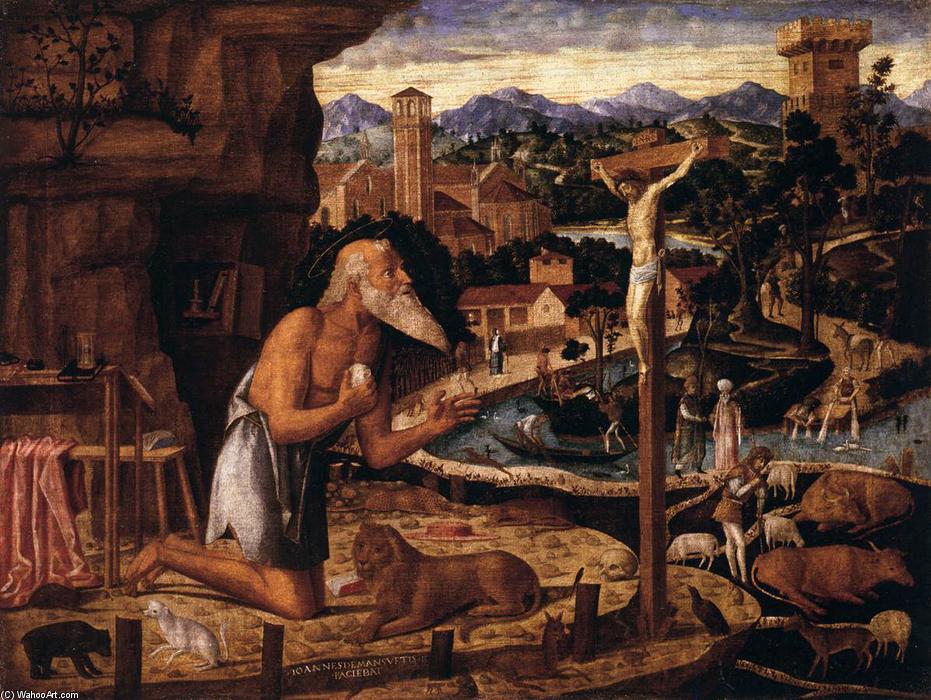 Order Paintings Reproductions St Jerome in the Desert, 1515 by Giovanni Di Niccolò Mansueti (1465-1527, Italy) | ArtsDot.com