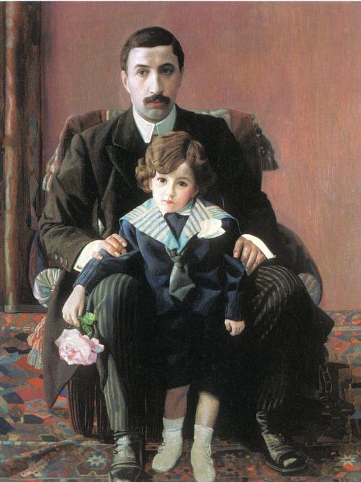 Order Oil Painting Replica Portrait of Arman Frantsevich Aziber and his son, 1915 by Pavel Filonov (1883-1941, Russia) | ArtsDot.com