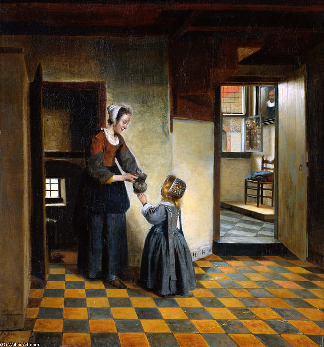 Order Art Reproductions Woman and child, 1658 by Pieter De Hooch (1629-1694, Netherlands) | ArtsDot.com