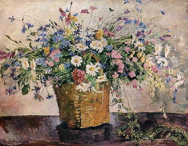 Order Oil Painting Replica Still Life. Wildflowers., 1938 by Pyotr Konchalovsky (Inspired By) (1876-1956, Russia) | ArtsDot.com