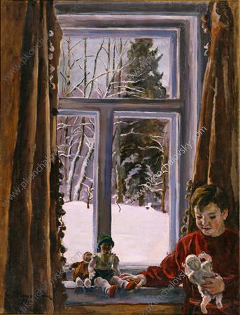 Buy Museum Art Reproductions Katya with a doll by the window, 1936 by Pyotr Konchalovsky (Inspired By) (1876-1956, Russia) | ArtsDot.com