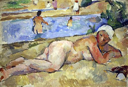 Order Paintings Reproductions The woman on the bank of the river, 1922 by Pyotr Konchalovsky (Inspired By) (1876-1956, Russia) | ArtsDot.com