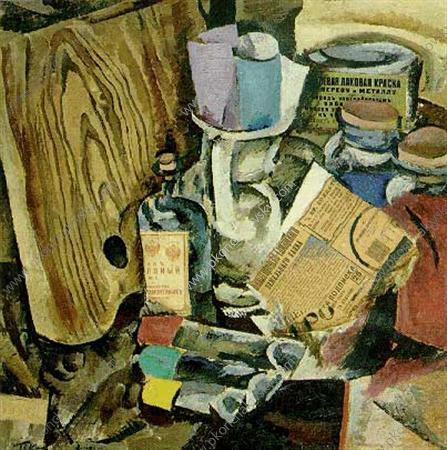 Order Artwork Replica Still Life. The palette and paint., 1912 by Pyotr Konchalovsky (Inspired By) (1876-1956, Russia) | ArtsDot.com