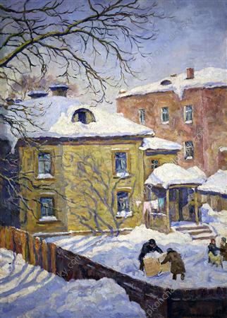 Order Paintings Reproductions Spring. Courtyard., 1942 by Pyotr Konchalovsky (Inspired By) (1876-1956, Russia) | ArtsDot.com