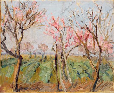 Buy Museum Art Reproductions Garden near Rome. Peaches in bloom., 1904 by Pyotr Konchalovsky (Inspired By) (1876-1956, Russia) | ArtsDot.com