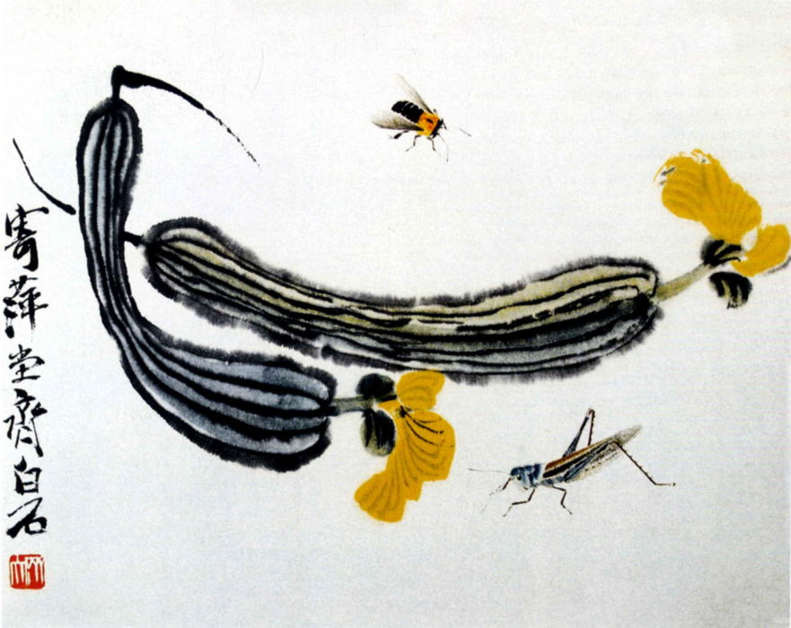 Order Oil Painting Replica Long Melons by Qi Baishi (Inspired By) (1864-1957, China) | ArtsDot.com