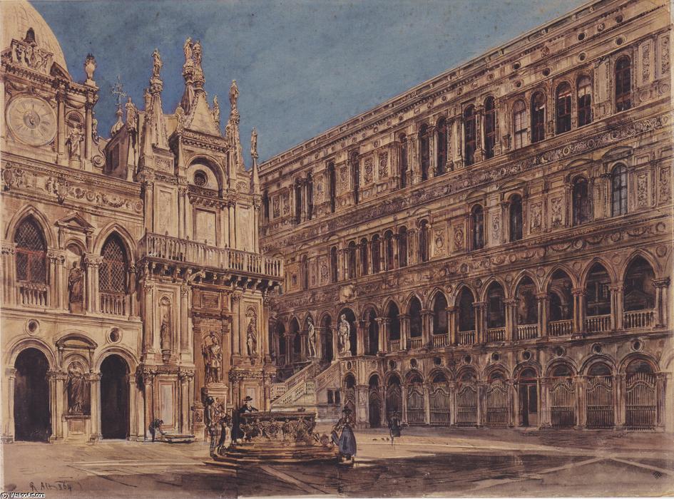 Order Paintings Reproductions The courtyard of the Doge`s Palace in Venice, 1867 by Rudolf Von Alt (1812-1905, Austria) | ArtsDot.com