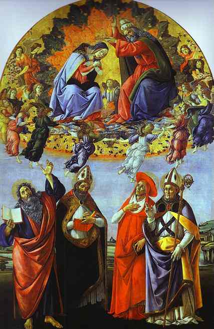 Buy Museum Art Reproductions The Coronation of the Virgin (Altarpiece of St. Mark), 1480 by Sandro Botticelli (1445-1510, Italy) | ArtsDot.com
