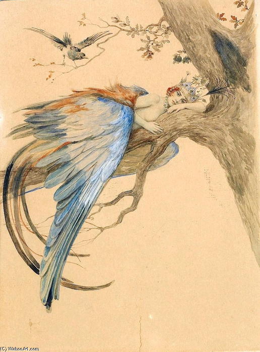 Order Paintings Reproductions Blue Bird (Bird Sirin) by Sergey Solomko (1867-1928, Russia) | ArtsDot.com