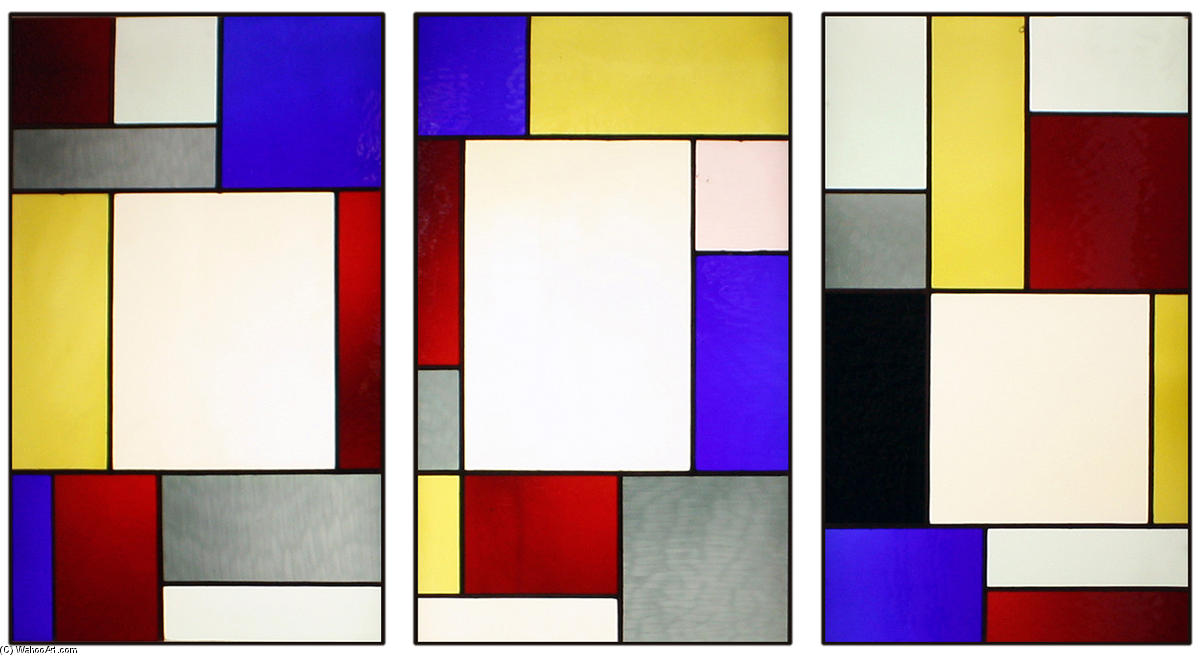 Order Oil Painting Replica Tripartite stained glass window by Theo Van Doesburg (1883-1931, Netherlands) | ArtsDot.com