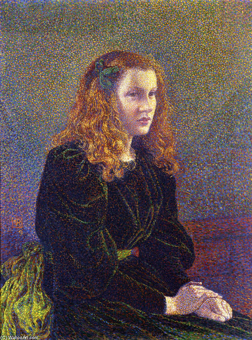 Order Oil Painting Replica Girl in Green, 1892 by Theo Van Rysselberghe (1862-1926, Belgium) | ArtsDot.com