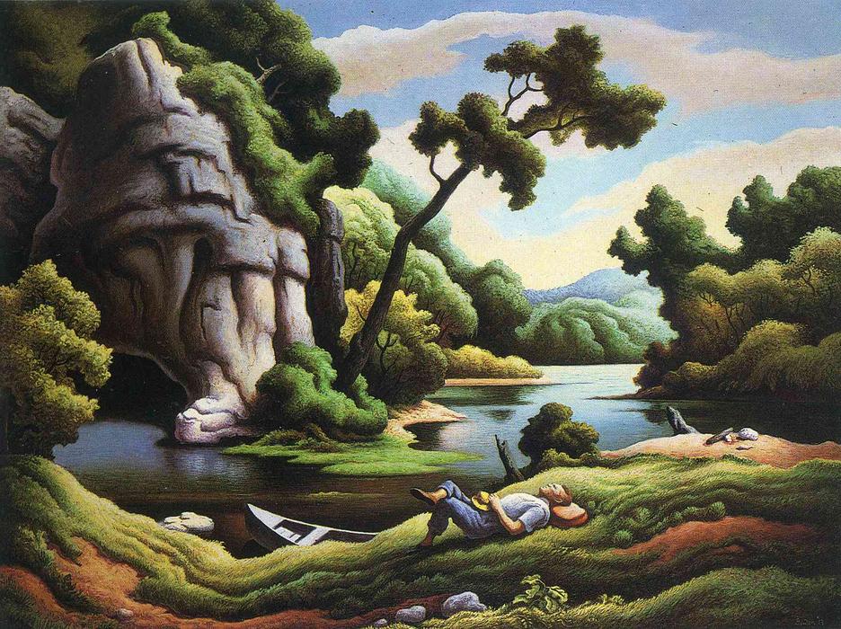 Order Oil Painting Replica Cave Spring by Thomas Hart Benton (Inspired By) (1889-1975, United States) | ArtsDot.com