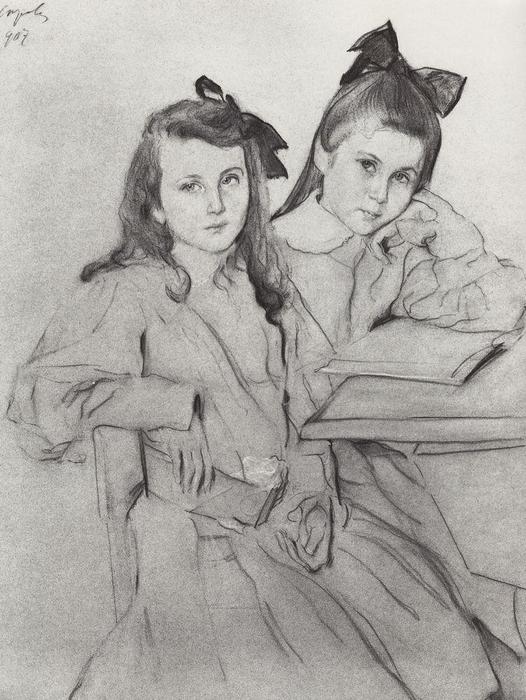 Order Artwork Replica Girls N.A. Kasyanova and T. A. Kasyanova, 1907 by Valentin Alexandrovich Serov (1865-1911, Russia) | ArtsDot.com