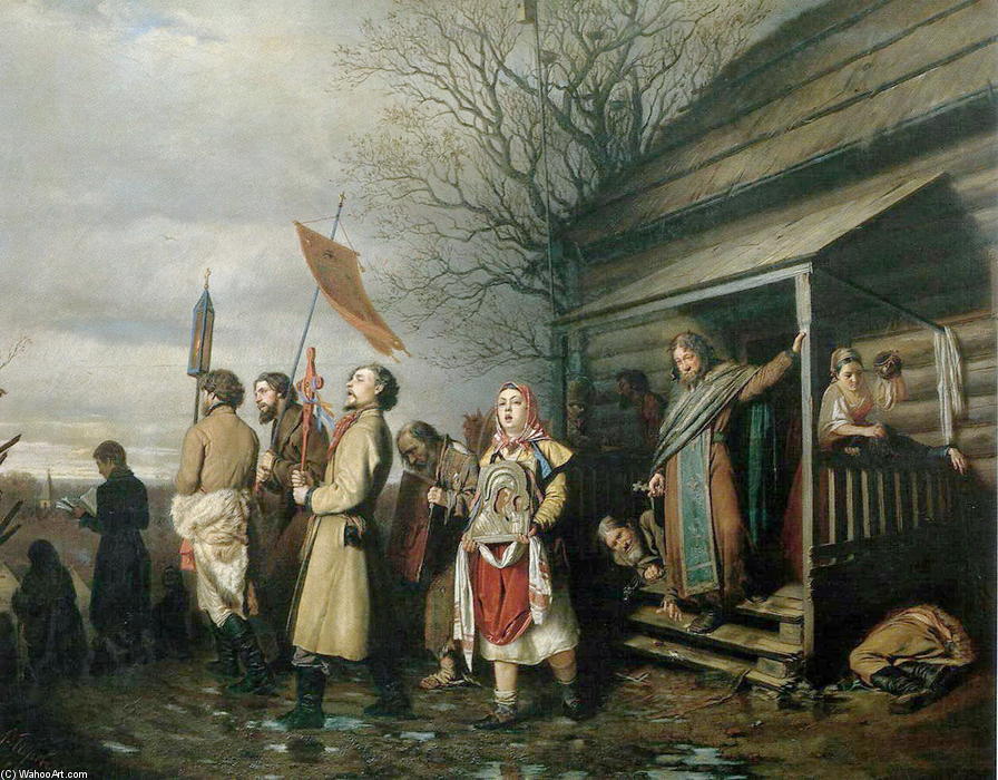 Order Oil Painting Replica Easter Procession in a Village, 1861 by Vasily Grigoryevich Perov (1833-1882, Russia) | ArtsDot.com