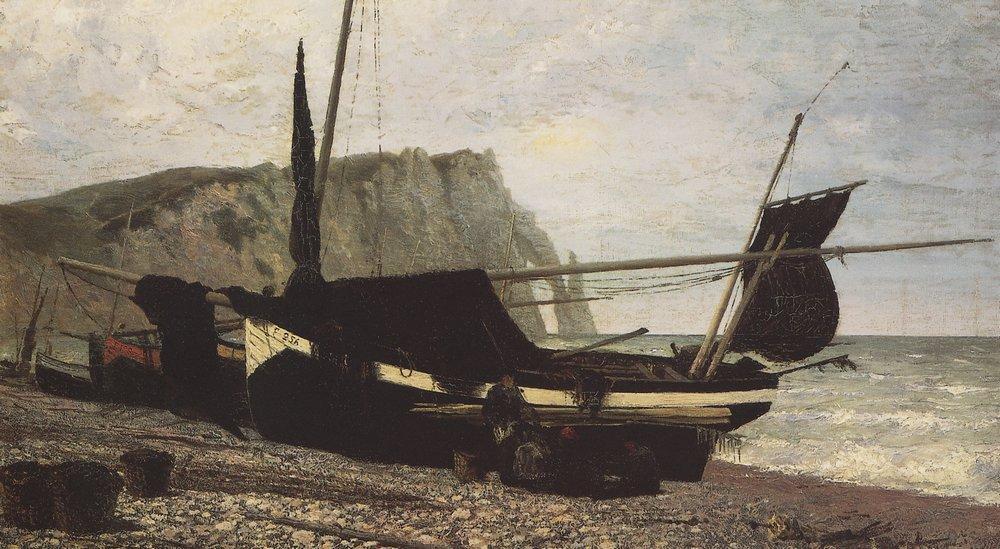 Order Art Reproductions Fishing Boat. Etretat. Normandy., 1874 by Vasily Dmitrievich Polenov (1844-1927) | ArtsDot.com