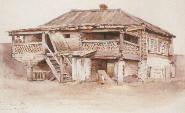 Order Oil Painting Replica Okhotnikov`s house in Krasnoyarsk, 1890 by Vasili Ivanovich Surikov (1848-1916, Russia) | ArtsDot.com