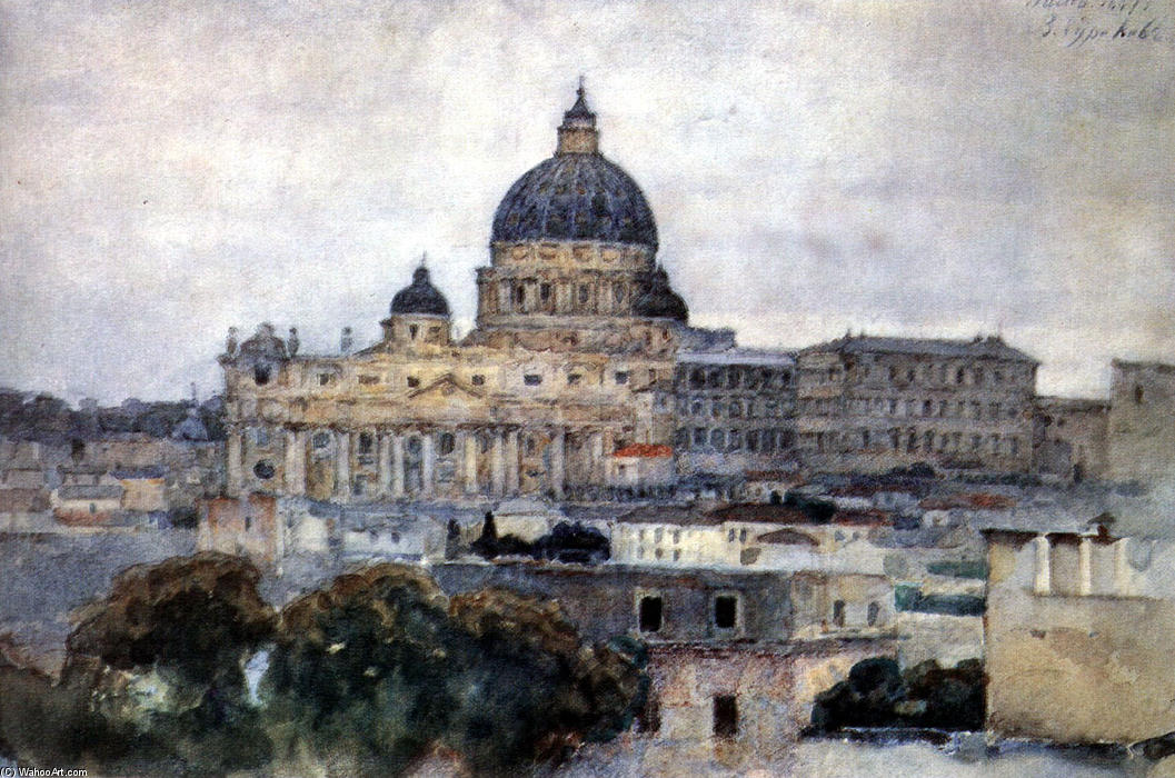 Order Paintings Reproductions Saint Peter`s Cathedral in Rome, 1884 by Vasili Ivanovich Surikov (1848-1916, Russia) | ArtsDot.com