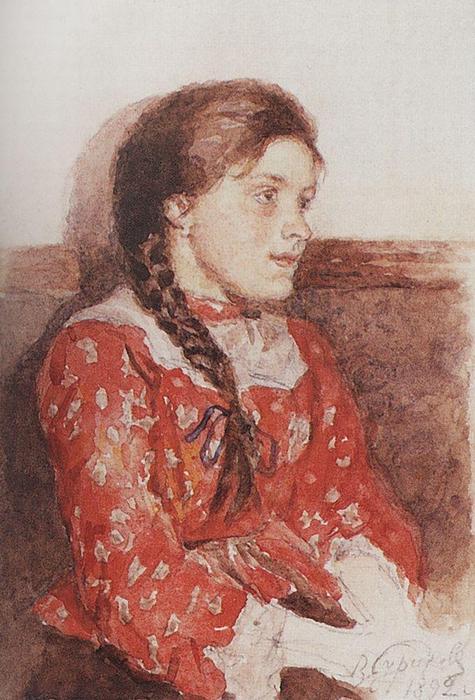Order Paintings Reproductions Girl with a red jacket, 1892 by Vasili Ivanovich Surikov (1848-1916, Russia) | ArtsDot.com