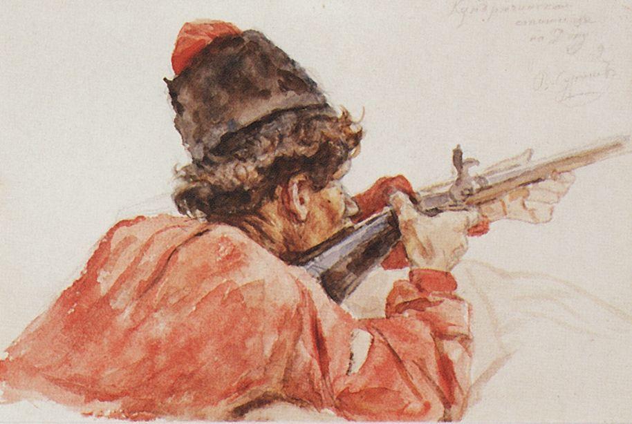 Buy Museum Art Reproductions Shooting cossack, 1893 by Vasili Ivanovich Surikov (1848-1916, Russia) | ArtsDot.com