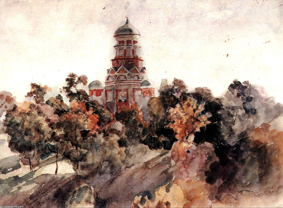 Buy Museum Art Reproductions Church in the village Dyakovo, 1913 by Vasili Ivanovich Surikov (1848-1916, Russia) | ArtsDot.com