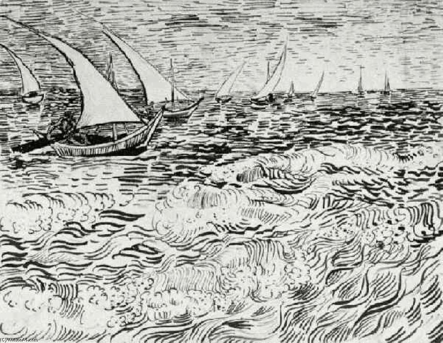 Order Art Reproductions A Fishing Boat at Sea, 1888 by Vincent Van Gogh (1853-1890, Netherlands) | ArtsDot.com
