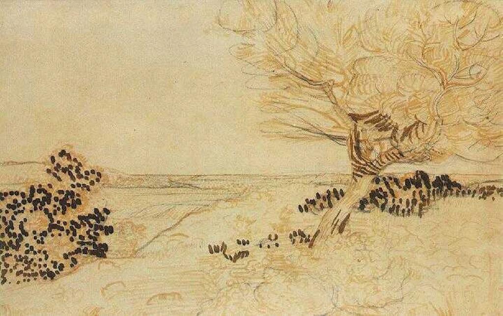 Order Oil Painting Replica Landscape with a Tree in the Foreground, 1888 by Vincent Van Gogh (1853-1890, Netherlands) | ArtsDot.com