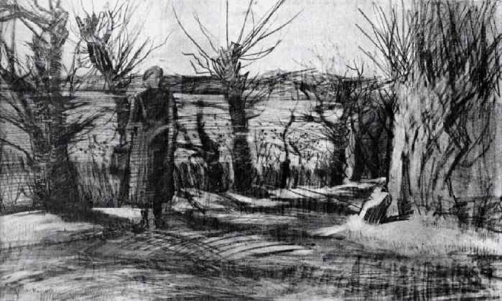Buy Museum Art Reproductions Woman on a Road with Pollard Willows, 1882 by Vincent Van Gogh (1853-1890, Netherlands) | ArtsDot.com