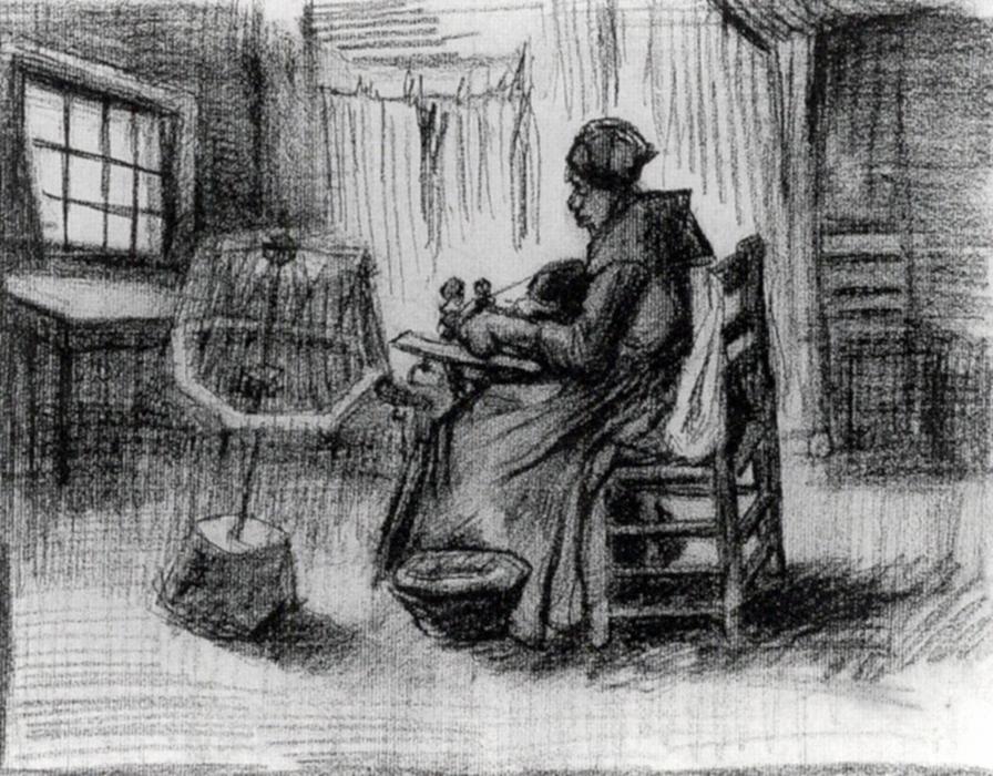 Order Paintings Reproductions Peasant Woman Reeling Yarn, 1885 by Vincent Van Gogh (1853-1890, Netherlands) | ArtsDot.com