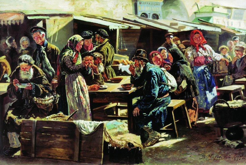 Buy Museum Art Reproductions The Meal, 1875 by Vladimir Yegorovich Makovsky (1846-1920, Russia) | ArtsDot.com